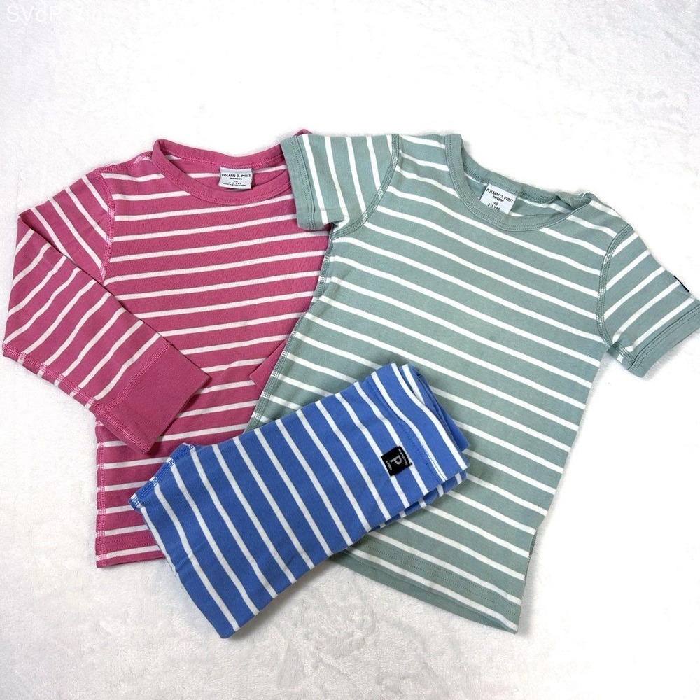 Polarn O. Pyret Kids Multicolor Striped Organic Cotton Shirt Leggings Set Sz 2-3